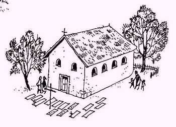 Kirche Biedersdorf, Federzeichnung, Quelle: Peter Käser