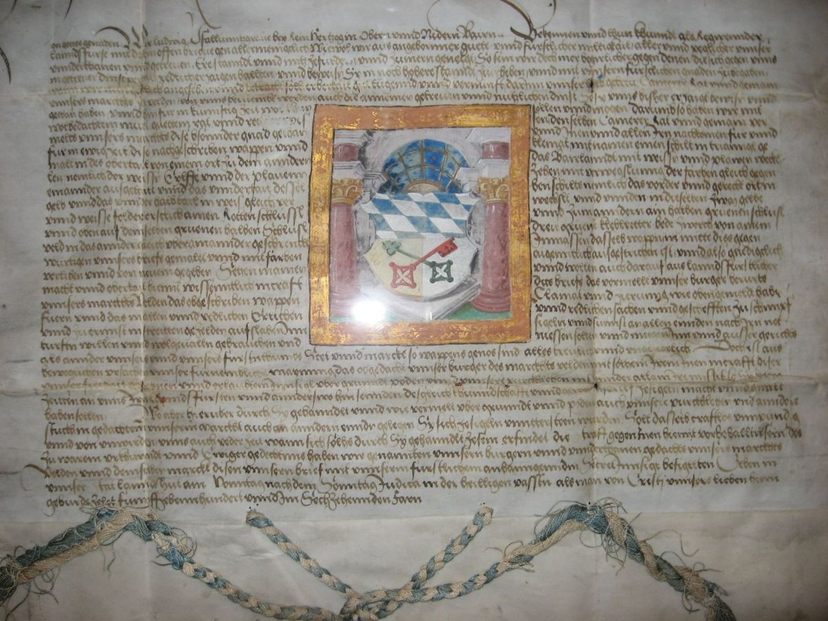 Wappenbrief des Marktes Velden vom 10. März 1516, in: 1200 Jahre Velden, Festschrift von 1973, S. 29
