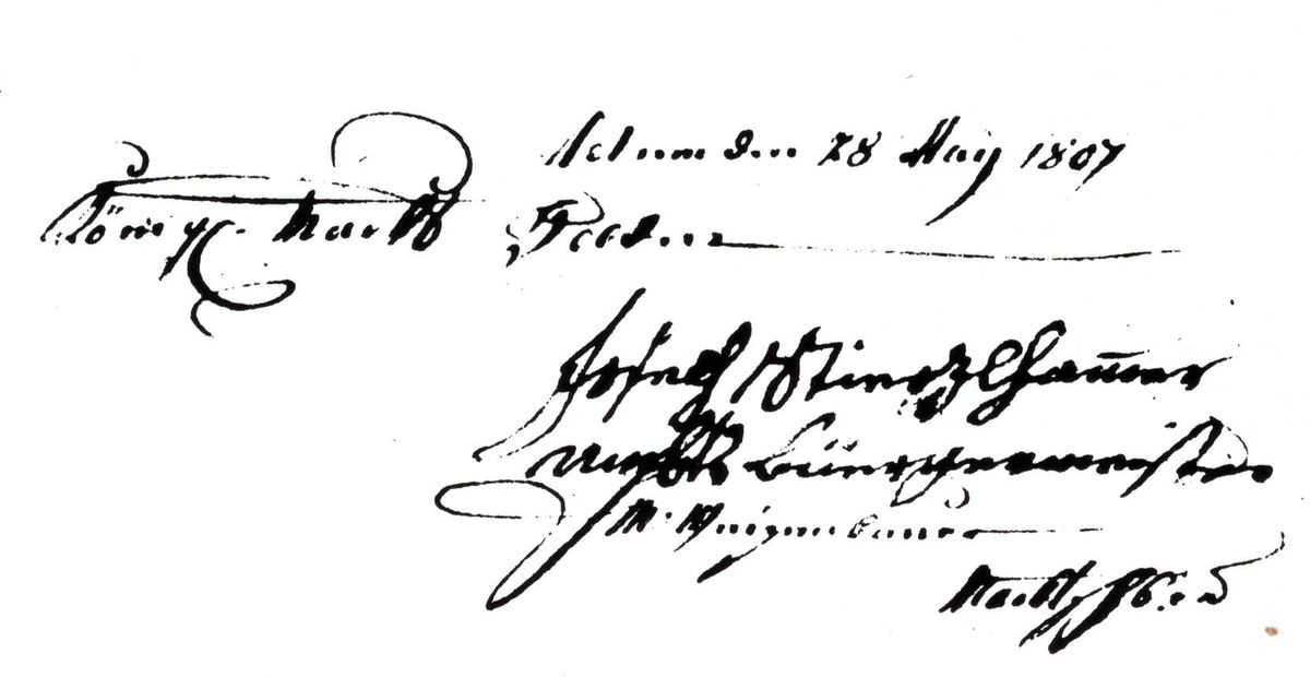 Eigenhaendige Unterschrift Amtsbuergermeister Joseph Stierzlhammer und des Marktschreibers M. Weizenbauer, 1807