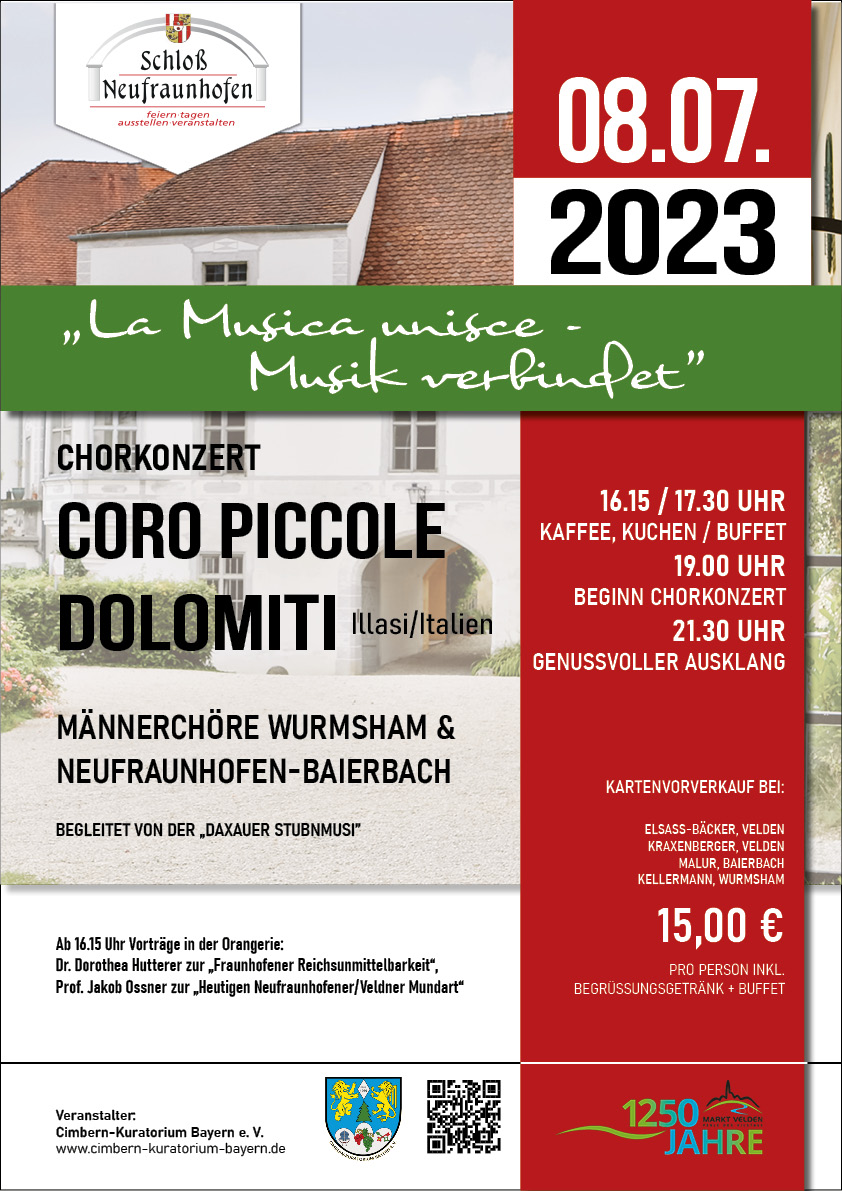 Plakat zum Chorkonzert in Neufraunhofen mit dem italienischen 