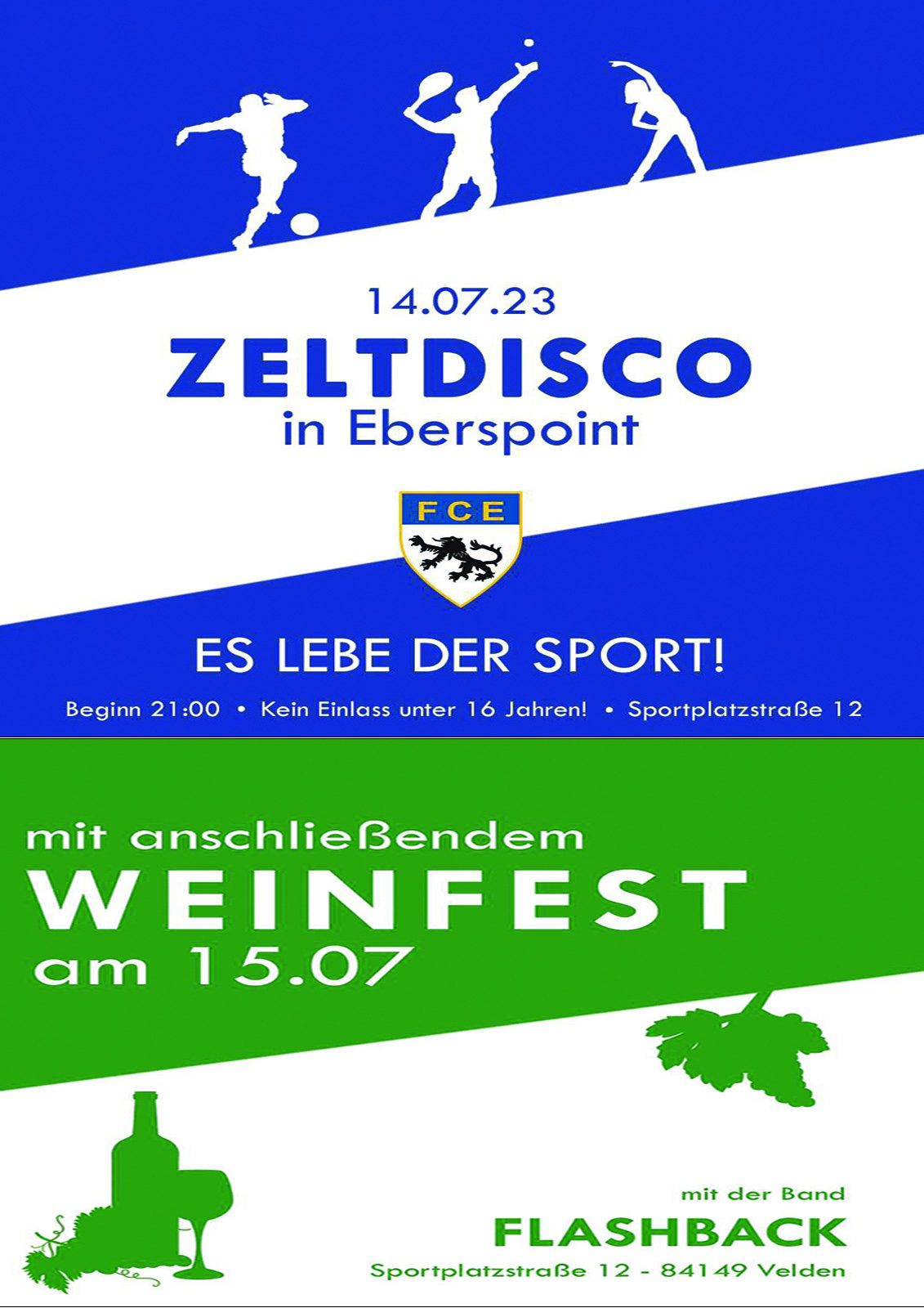 Veranstaltungsplakat Zeltdisco und Weinfest Eberspoint