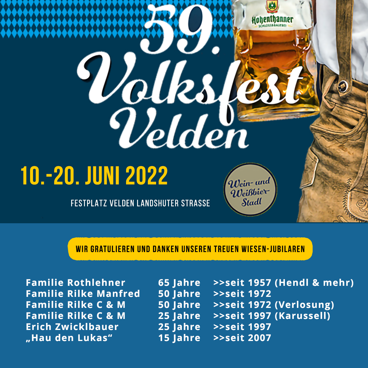 Glückwunsch-Grafik Volksfest-Jubilare 2022
